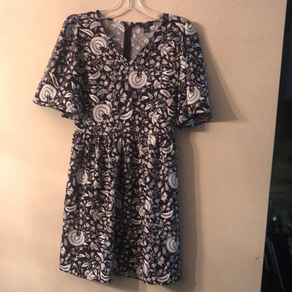 Ann Taylor Factory Floral Black and White Dress Size 0P